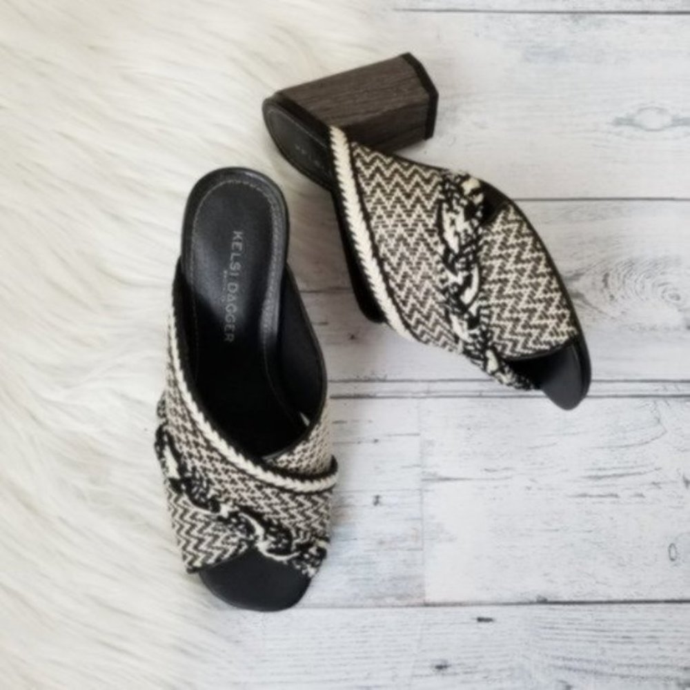 Anthropologie Black and White Sandals Kelsie Dagger